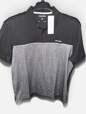 Calvin Klein Men's Casual Two Tone Polo Shirt Black Large Classic Fit NWT